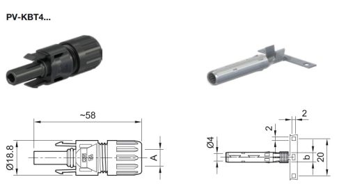 KBT4/6II-UR MC4 Photovoltaik Kupplungsbuchse, fr Leiterquerschnitt 4,0 bis 6,0 mm (AWG 12 bis 10), Kabel- 5,9 bis 8,8 mm